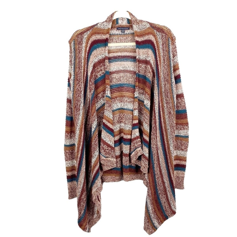 American Eagle Womens Waterfall Open Cardigan Striped Multicolor Size Small Fall